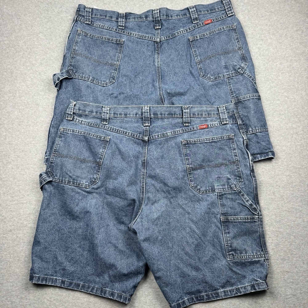 Wrangler Carpenter Shorts Mens 42 Blue Denim Jean Utility Workwear Streetwear